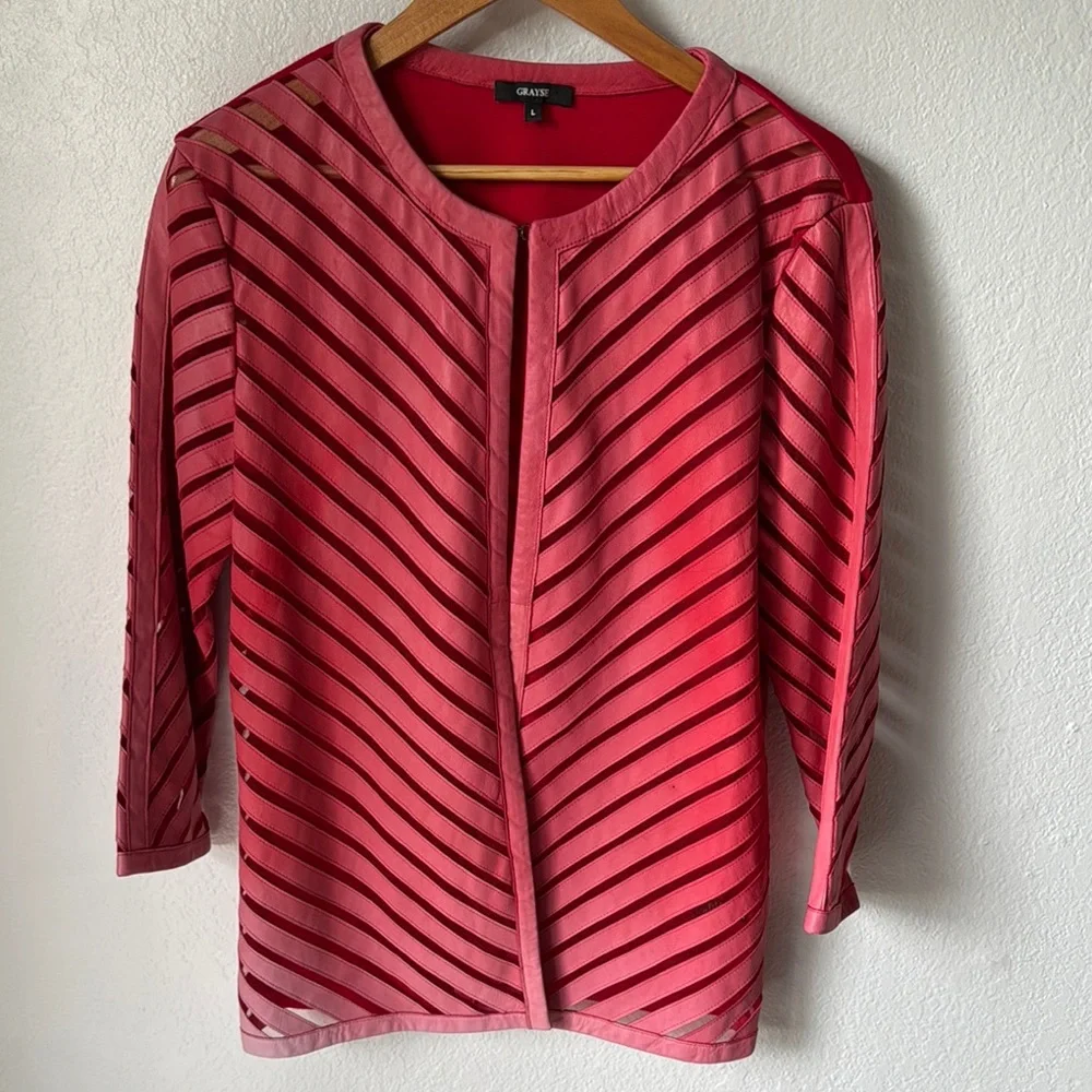 Grayse Ombré Red Leather Blazer‎